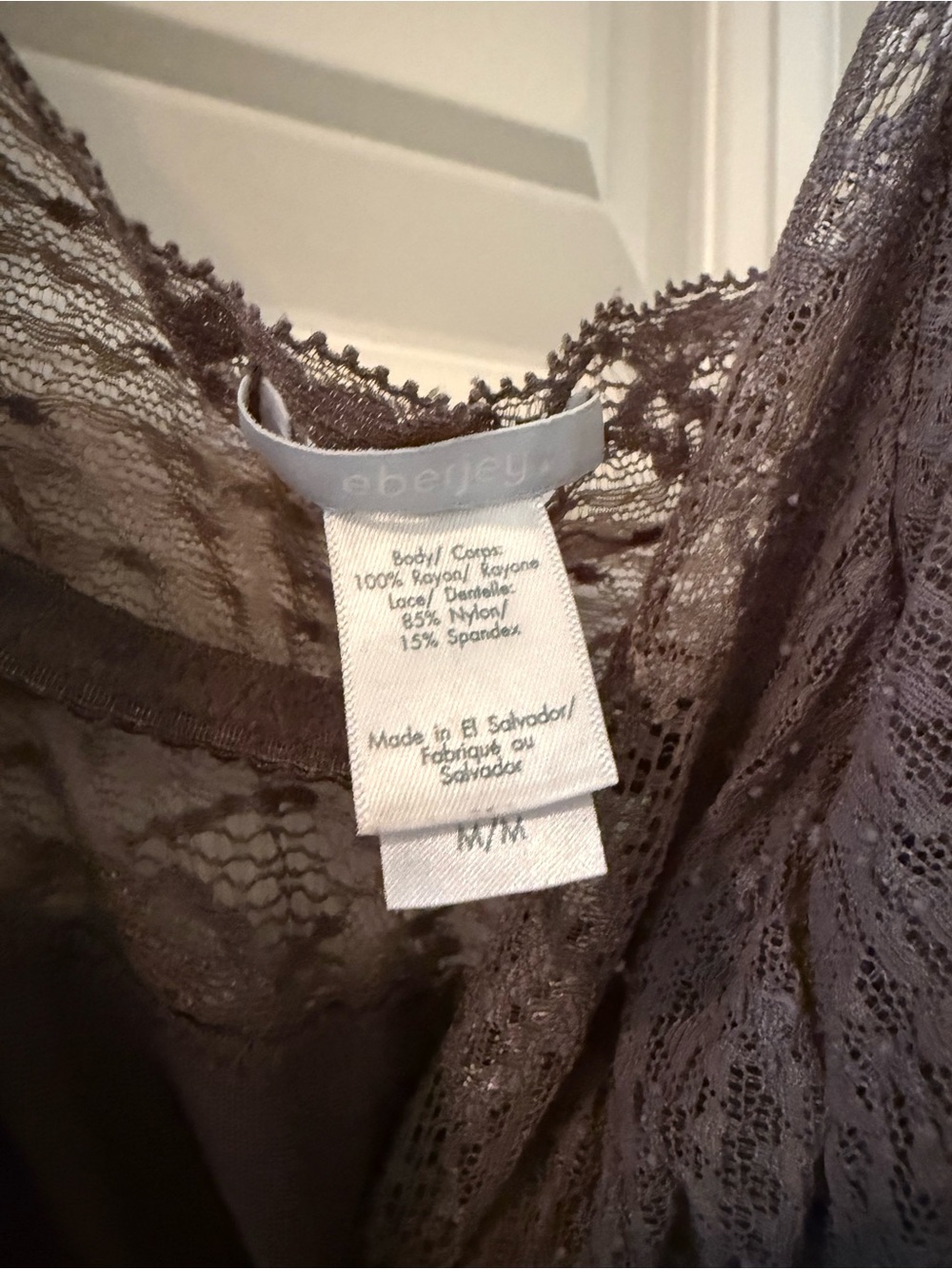 Eberjey Lace-Trim Chemise in Dark Charcoal - Picture 4 of 4